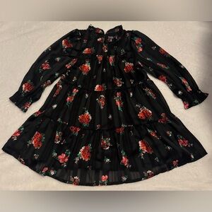 Cat & Jack Black Floral Dress Toddler Girls Size 2T